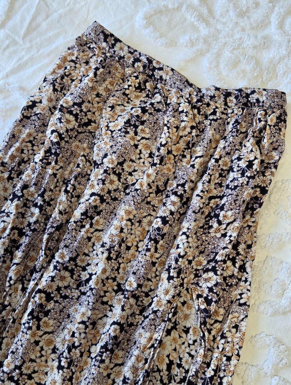 Patrons of Peace Black+White Floral Maxi Skirt Tie Back Front Slit Sz S NWOT - Picture 4 of 11